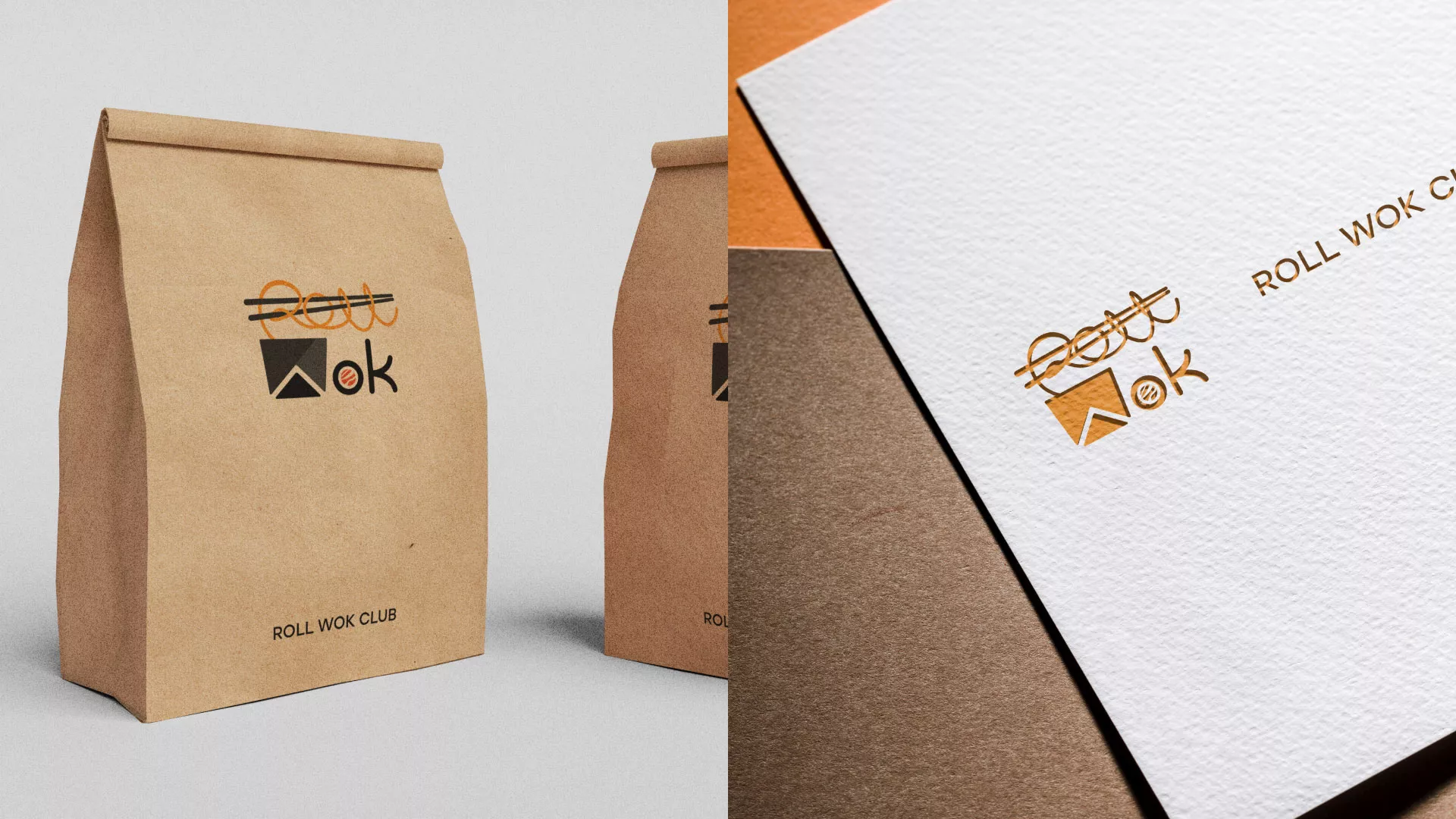 Разработка логотипа суши-бара «Roll Wok Club» в Брянске