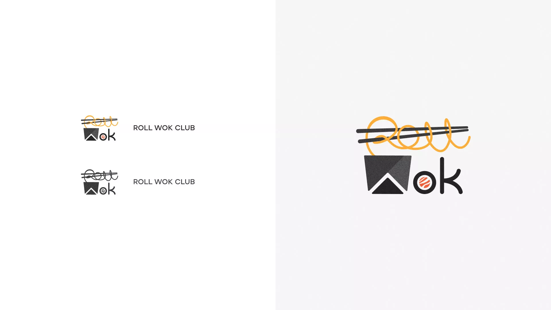 Разработка логотипа суши-бара «Roll Wok Club» в Брянске